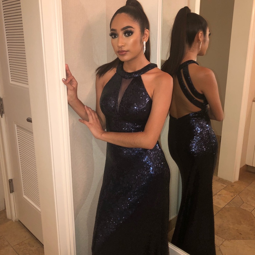 Formal Navy Sequin Dress